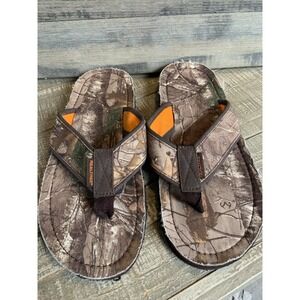 Realtree Men's Camouflage Flip Flop Size 10 - 11 Camo Orange Thong Sandals